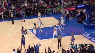[Highlight] Embiid rises up and buries the And-1 jumper for 47 points on 19/24 shooting.