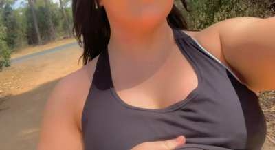 Dropping my big perky tits in public for you