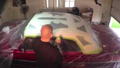 Painting the roof of a lowrider 🎨