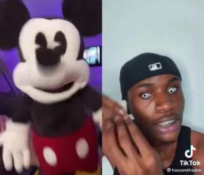 Mickey reacts to transformation
