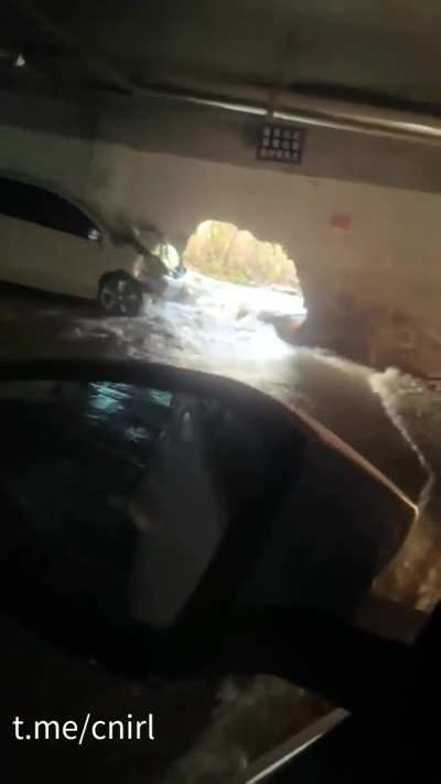 山东菏泽赵<wbr>水洼畅园.<wbr>..这个车<wbr>好像撞到消<wbr>防栓了！凭<wbr>借一己之力<wbr>让一整个车<wbr>库都成泡水<wbr>车了