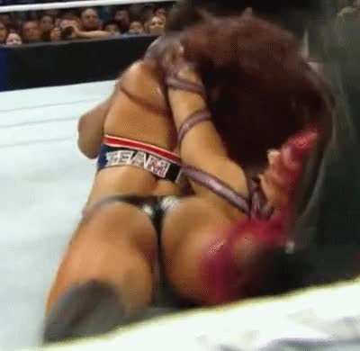 Sasha Banks locking up Alicia Fox in the Bank Statement! Squirm, Foxxy!