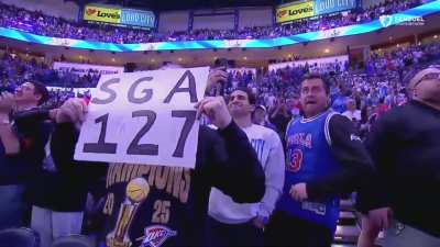 Standing ovation and MVP chants for SGA after breaking Wilt's record that stood for 63 years