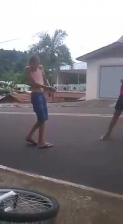 acting tough until the whip comes out.