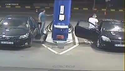 Gas station worker takes precautionary measures after customer refused to put out his cigarette
