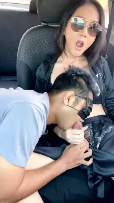 Nice Cumshot from a HOT Asian Lady in a Car