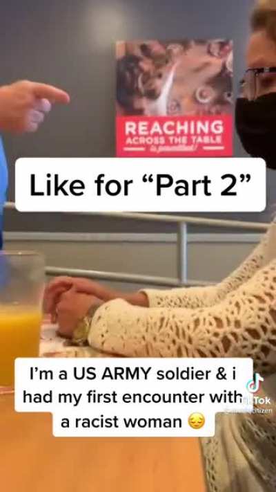 Racist karen doesnt let soldier leave IHOP.
