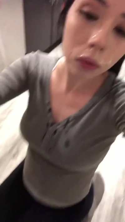 All over her face
