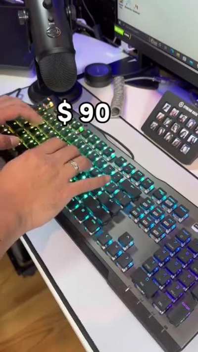 Typing sounds from $15 keyboard up to $8500 keyboard