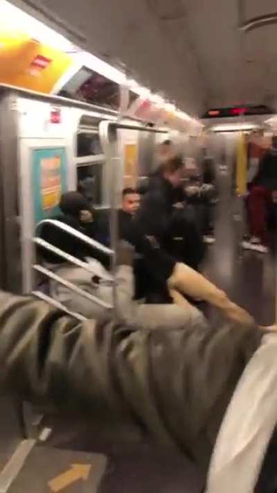 Guy screams at and assaults mannequin on New York subway