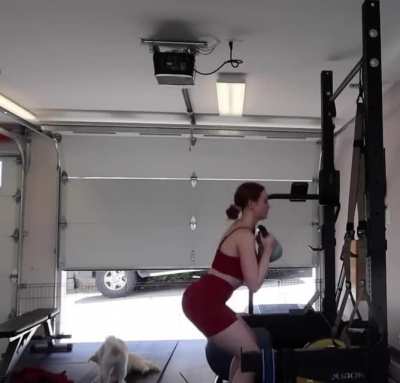 squats & tongue out