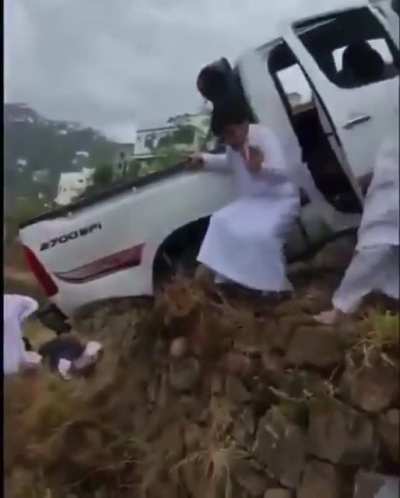 Reversing down a mountain road
