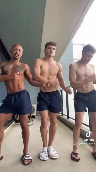 Spanish male gymnastics team dancing, twerking and feeling themselves topless on tiktok