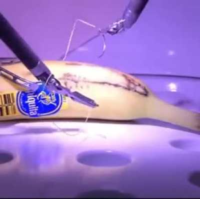 Surgeon in London performing remote operation on a banana in California using 5G!