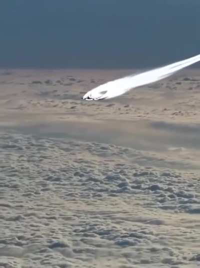 This is a Boeing 747 at cruise speed… filmed from another plane 

Your brain refuses to believe how fast this actually is.