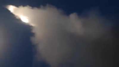 Three Ukrainian M142 HIMARS firing at a Russian target somewhere at night