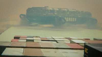 SUEZ SHIP FLIES AWAY