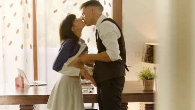 Standing, kissing, stroking