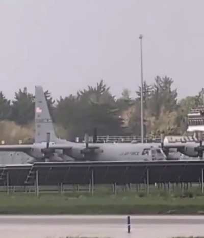 Distraught Irish man climbs on top of American C-130 at Shannon Airport and slashes it with a hatchet