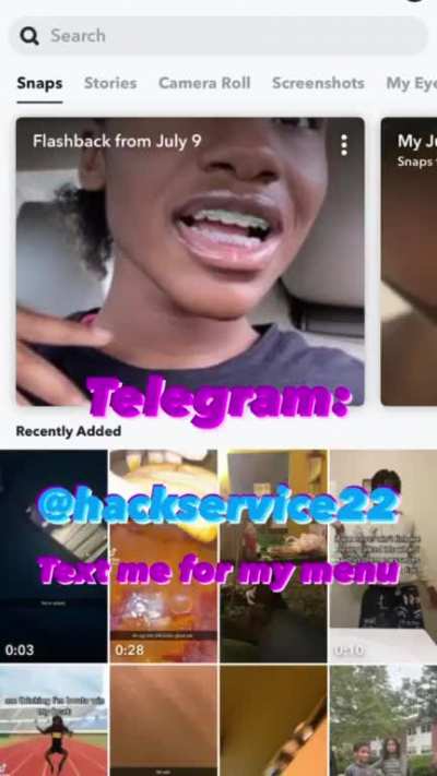 THIS IS CRAZY! LOOK I paid this hxcker to get my ex’s my eyes only and it worked! Text his telegram @hackservice22 for his hxck menu! He can get into any snapchat(including my eyes only) Instagram and even iCloud!