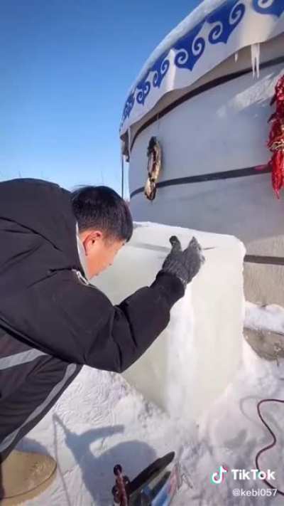 Making an ice chest from ice