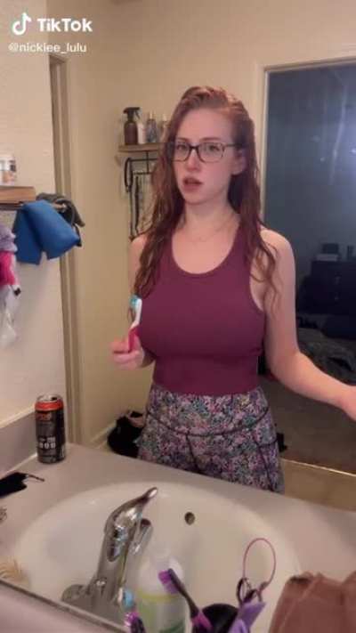 Brushing her teeth