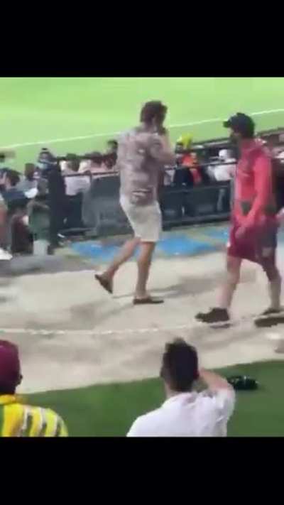 Aussie bloke over estimates his drinking ability while at the cricket..