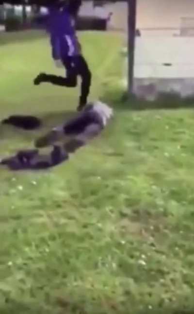 Guy puts the slam on a dude then pulls off some soccer moves