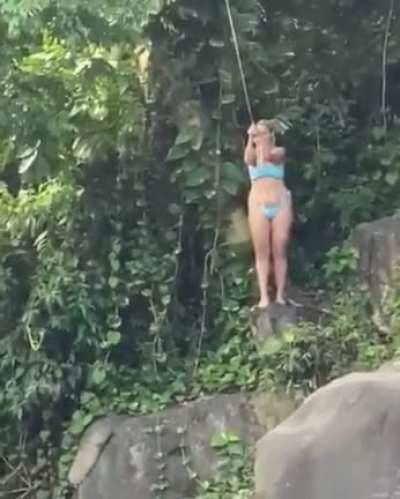 Swinging from a rope over rocks when you don’t have the strength to hold up your own body weight NSFW INJURY