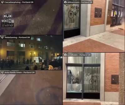Portland riots night 83: breaking windows and setting fire to the Multnomah building