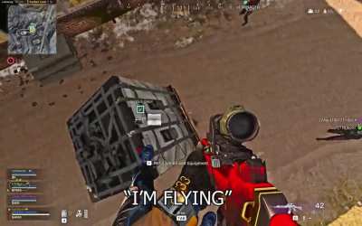 I flew on top of a loadout drop :D (thanks for the suggestion)
