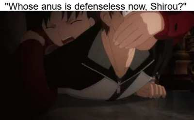 Bone of Rin's sword is too big .Shirou is in agony.
