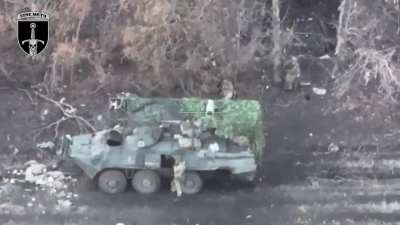 Ukrainian Leopard hits a Russian BTR, Kurakhove area. October 2024