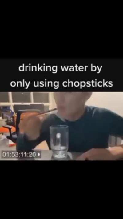Drinking water only using chopsticks 🔥🔥🔥🔥🔥😍😍😍