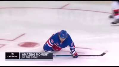 NHL player Brendan Lemieux blocks a shot gets injured then gets back up and blocks another shot