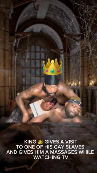 KING GIVES A MASSAGE TO ONE OF HIS GAY SEX SLAVES