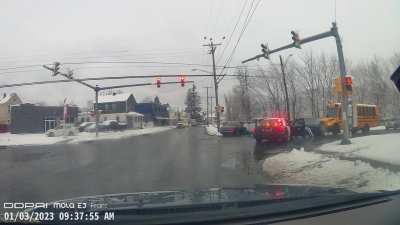 15 year old idiot car thief thought he could outrun the police like on his video games. He got a whole 2/10s of a mile before his crash course on physics and life