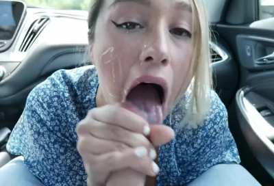 Blonde girl gets her morning dose of cum