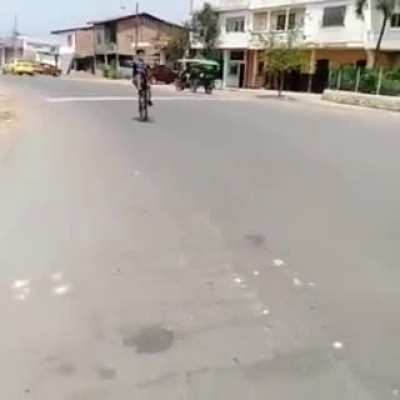 Cool guy doing a wheelie