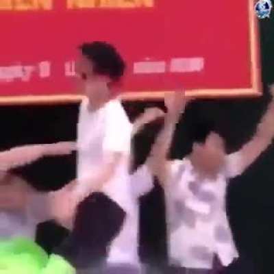 A very familiar dance, but in front of the whole school