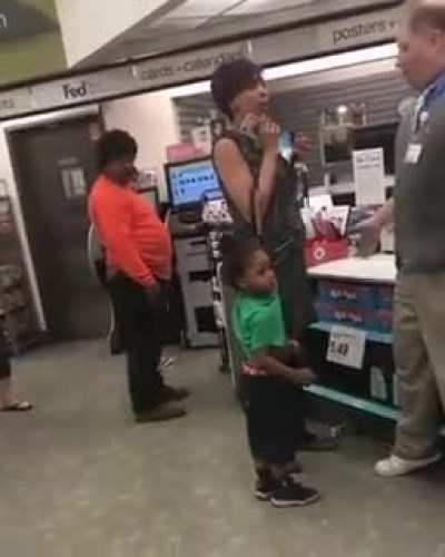 Mother refused to stop her child bad habit in the store