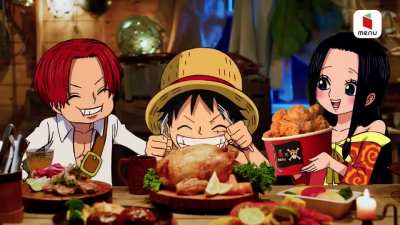 A japanese delivery company called MENU made an ad using One Piece characters as kids