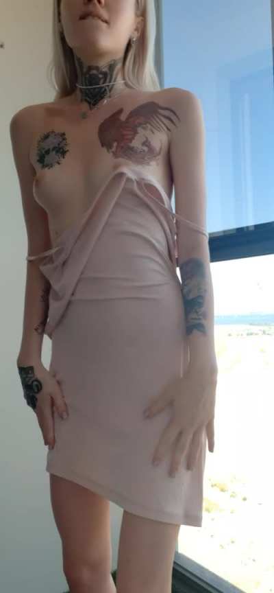 This dress hides all the beauty of my figure, I must take it off as soon as possible