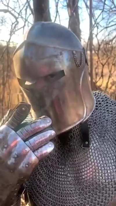 El caballero viendo como la katana se rompió cuando apenas toco su armadura.