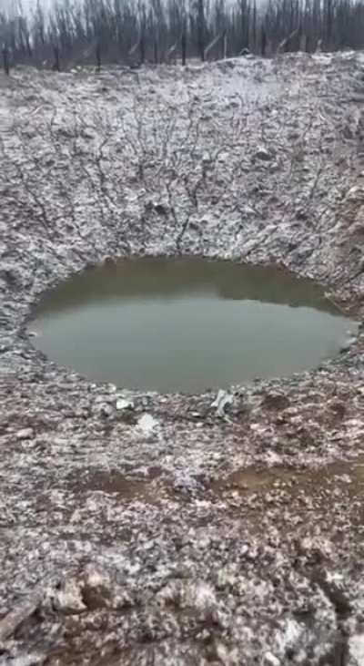 Another Meteor sized Crater from a Russian ‘Kaliber’ missile identified by the Ukrainian 88th brigade.