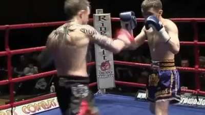 Damien Trainor showing everyone how to respond to getting kicked by Andy Howson.