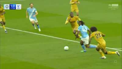 Alternate angles of Phil Foden's backheel assist for Semenyo's goal against Crystal Palace