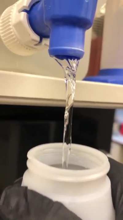 Laminar flow (I think?) of our 70% EtOH container