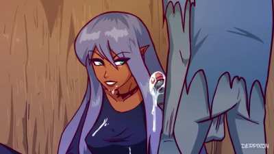 Fandatales Dark Elf Blowjob Goblins Derpixon x-post r/hentaigif