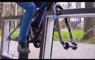 Square wheels on a bicycle.